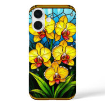 Vibrant Yellow Orchids in Ornamental Gold Frame