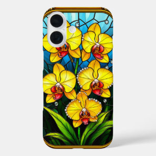 Vibrant Yellow Orchids in Ornamental Gold Frame iPhone 16 Case