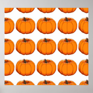 Vibrant yellow pumpkin pattern illustration. poster