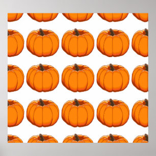 Vibrant yellow pumpkin pattern illustration. poster