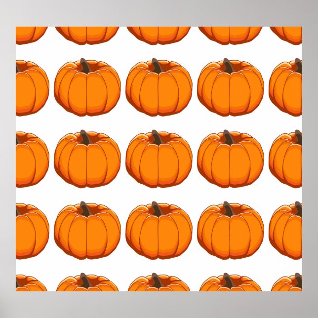Vibrant yellow pumpkin pattern illustration. poster (Front)