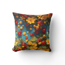 Vibrant Yellow & Red Floral Pattern Design