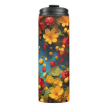Vibrant Yellow & Red Floral Pattern Design