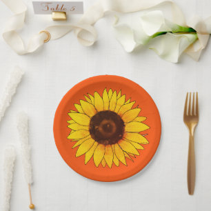 Vibrant Yellow Sunflower Bloom Paper Plate