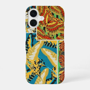 Vibrant Yellow & Teal Art Deco Butterfly Art iPhone 16 Case