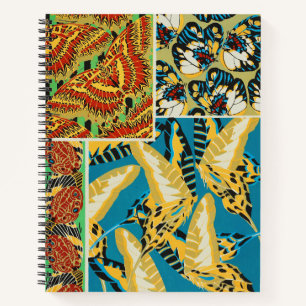 Vibrant Yellow & Teal Art Deco Butterfly Art Notebook