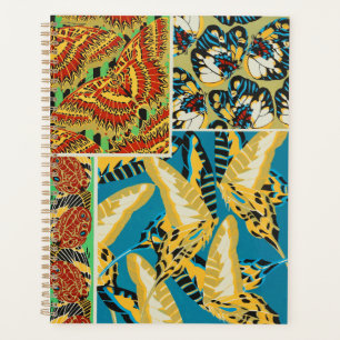 Vibrant Yellow & Teal Art Deco Butterfly Art Planner