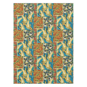 Vibrant Yellow & Teal Art Deco Butterfly Art Tablecloth