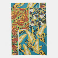 Vibrant Yellow & Teal Art Deco Butterfly Art
