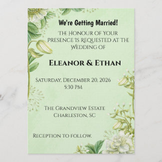 Vibrant Yellow Tulip & Ranunculus Formal Wedding I Invitation
