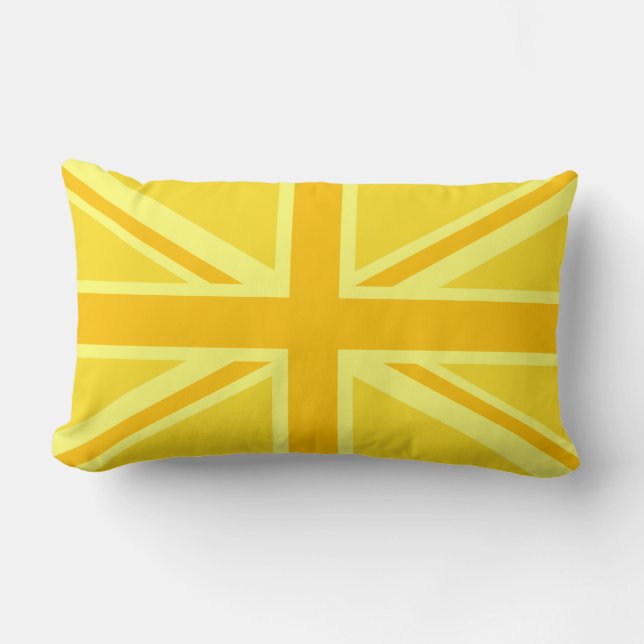Vibrant Yellow Union Jack Lumbar Cushion (Front)