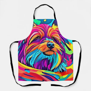 Vibrant Yorkie Pop Art Apron