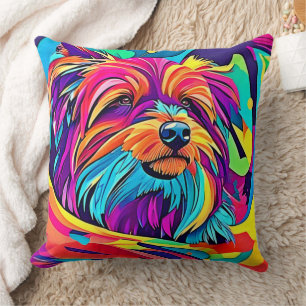 Vibrant Yorkie Pop Art Cushion
