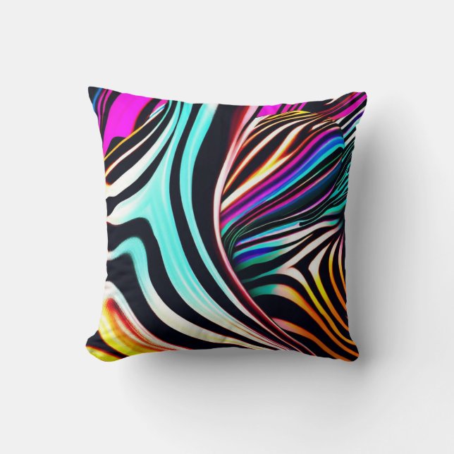 Vibrant Zebra Print Cushion (Front)