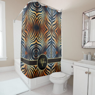 Vibrant Zebra Print Personalised Shower Curtain