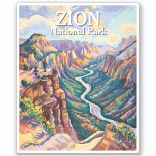 Vibrant Zion National Park Canyon River Hiking Art