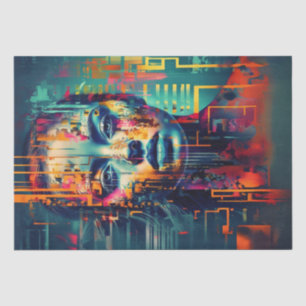 Vibrantly Abstract Chaotic Portrait Lady Decoupage Tissue Paper