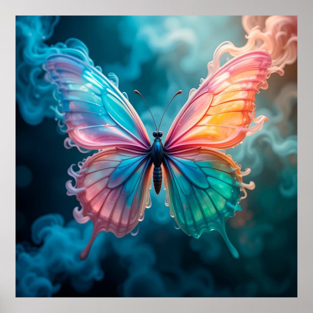 Vibrantly Coloured Butterfly with Ethereal Wings Poster (Front)