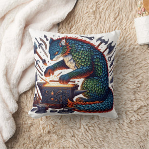 Vibrantly Coloured Cat Forging Tools in Workshop Cushion