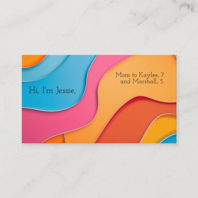 Vibrantly-coloured curved lines with text space business card (Front)