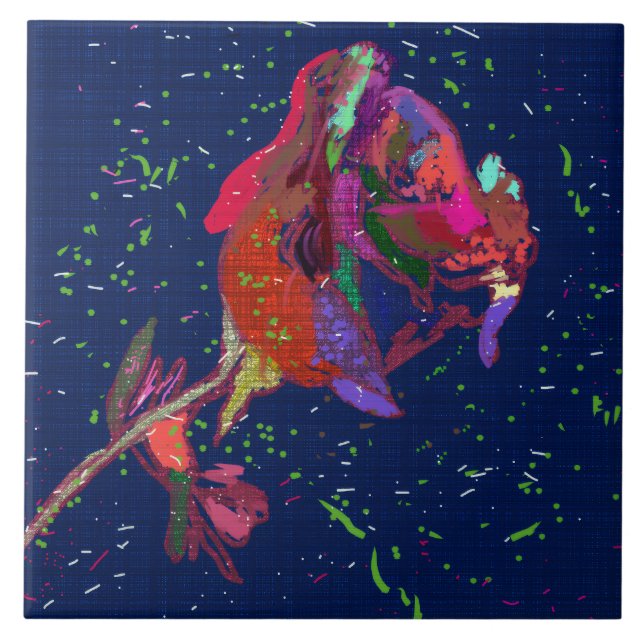 Vibrantly Coloured Flower Ceramic Tile (Front)