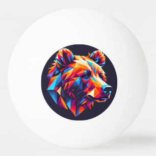 Vibrantly Coloured Geometric Bear Illustration Ping Pong Ball