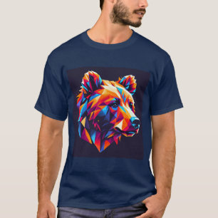 Vibrantly Coloured Geometric Bear Illustration T-Shirt