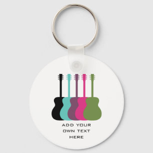 Vibrantly Coloured Guitars Keychain