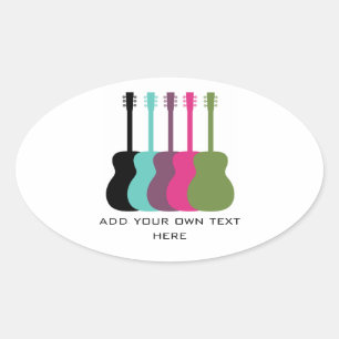 Vibrantly Coloured Guitars Oval Stickers