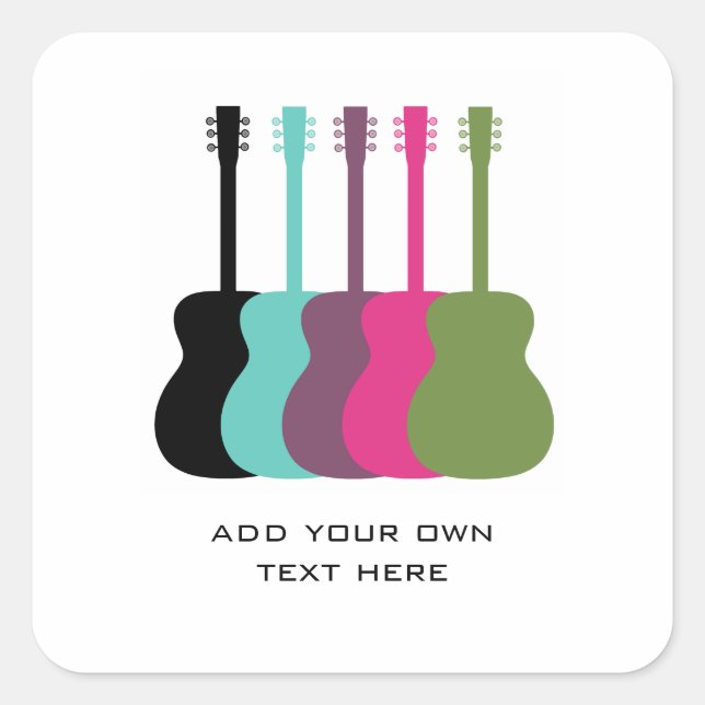Vibrantly Coloured Guitars Square Stickers (Front)