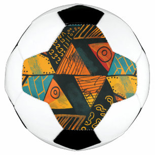 Vibrantly colourful triangles with tribal patterns soccer ball