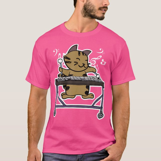 Vibraphone Playing Kitty Cat 	  Jazz Cat Marimba T-Shirt (Front)