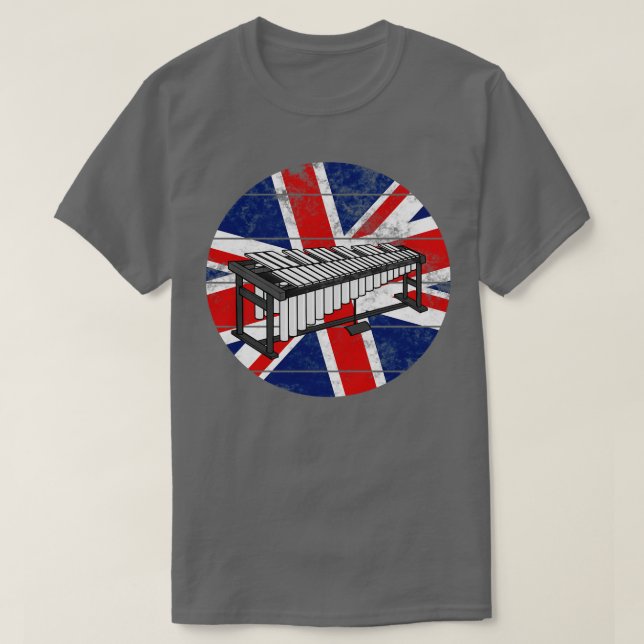 Vibraphone UK Flag Britain Vibraphonist Percussion T-Shirt (Design Front)