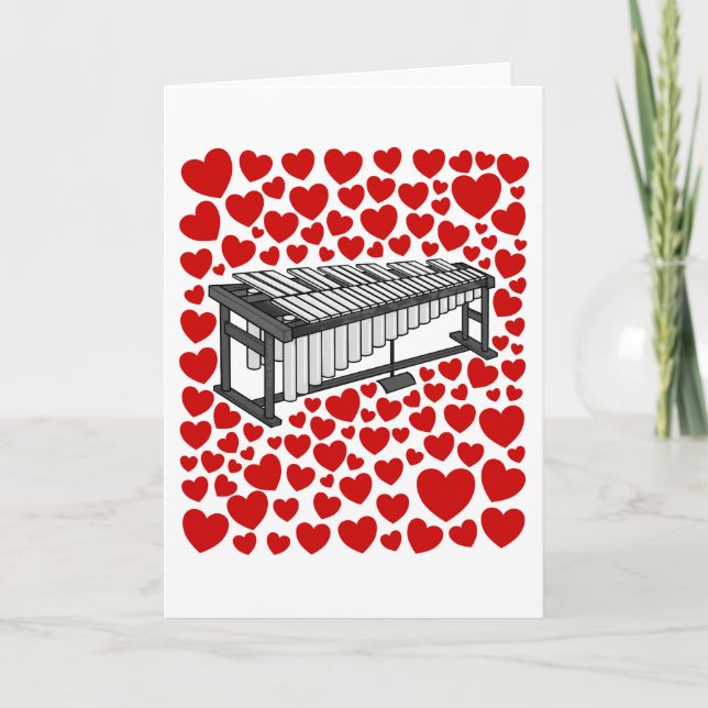 Vibraphone With Hearts Valentines Anniversary Card (Front)