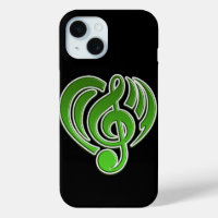 Vibrations Musical Love Green Heart Music Note DJ