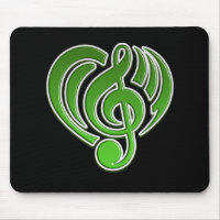 Vibrations Musical Love Green Heart Music Note DJ