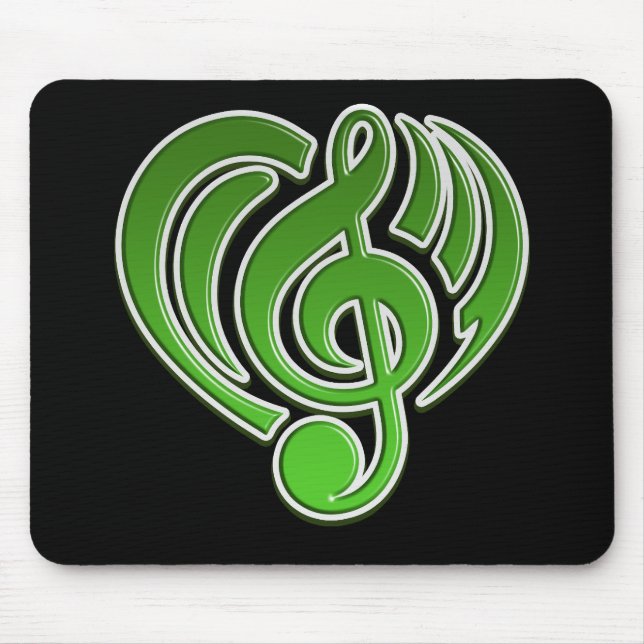 Vibrations Musical Love Green Heart Music Note DJ Mouse Pad (Front)