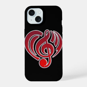 Vibrations Musical Love Red Heart Music Note DJ iPhone 15 Case