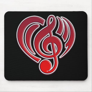 Vibrations Musical Love Red Heart Music Note DJ Mouse Pad