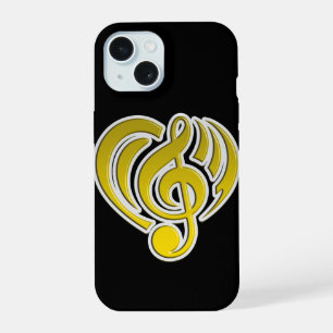 Vibrations Musical Love Yellow Heart Music Note DJ iPhone 15 Case
