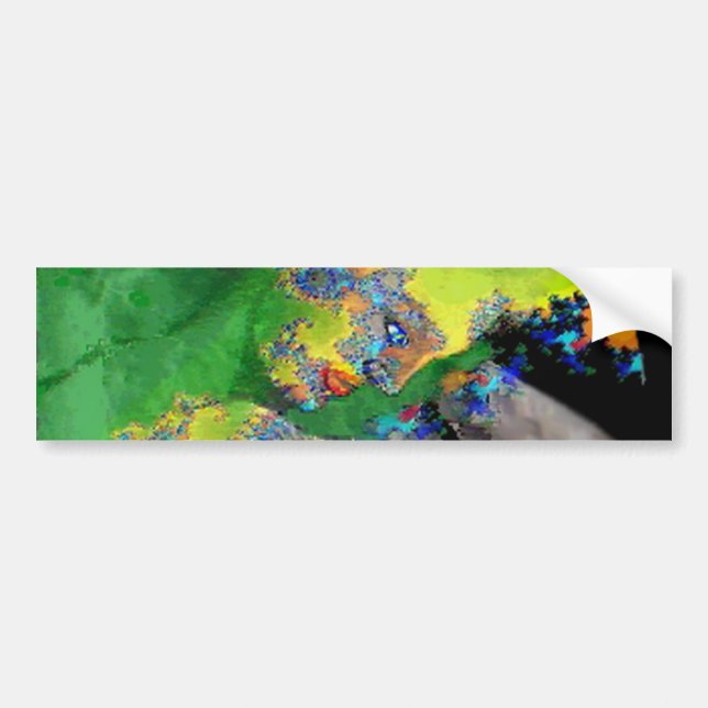 VIBRATIONS OF MATTER,FRACTAL WOMAN IN GREEN YELLOW BUMPER STICKER (Front)
