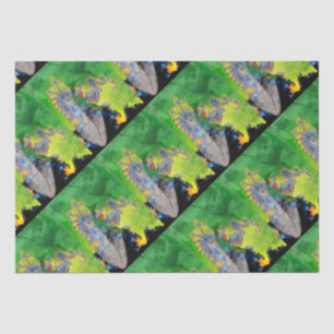 VIBRATIONS OF MATTER,FRACTAL WOMAN IN GREEN YELLOW TISSUE PAPER