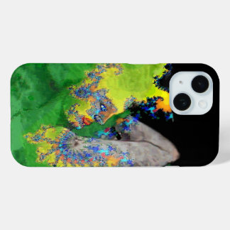 VIBRATIONS OF MATTER Green Fractal Woman iPhone 15 Case