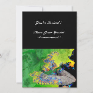 VIBRATIONS OF MATTER , green yellow black Invitation