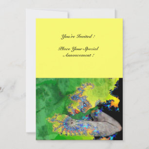 VIBRATIONS OF MATTER , green yellow black yellow Invitation