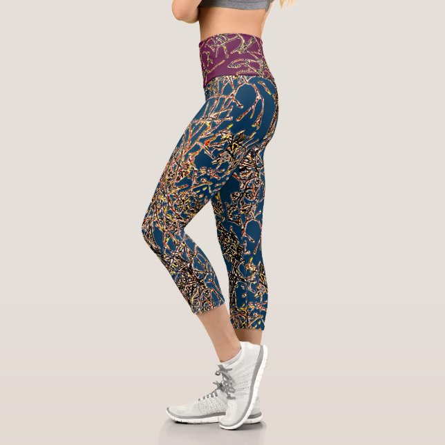 VIBRATIOUS capris in PRUSSIAN BLUE/PLUM (Left)
