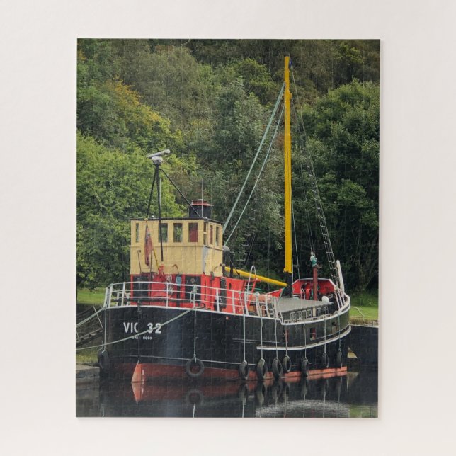 Vic32 Puffer Boat in Crinan Canal Basin, Scotland, Jigsaw Puzzle (Vertical)