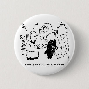 Vicar & Bridegroom at Wedding Marriage Ceremony 6 Cm Round Badge