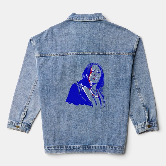 vice president kamala harris democrat  denim jacket (Back)
