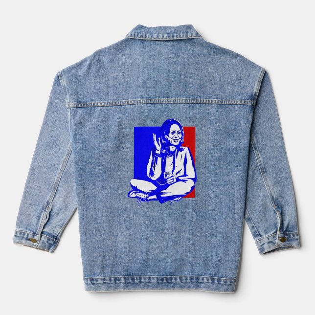 vice president kamala harris patriotic denim jacket (Back)
